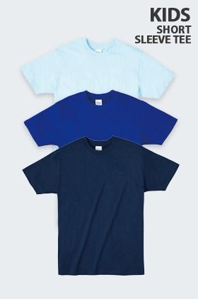 [주니어]베이직 무지 라운드 반팔 티셔츠(블루 3색상)